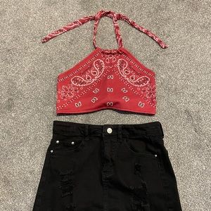 Red bandana tie crop top. Size small.